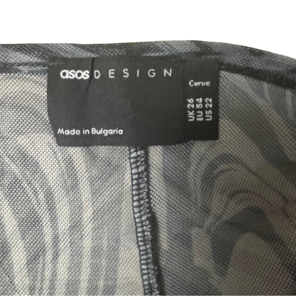 Asos Design Curve Sheer Mesh Ruched Swirl Black W… - image 4